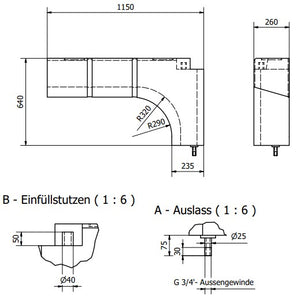 90 Liter Frischwassertank, Radkasten Form