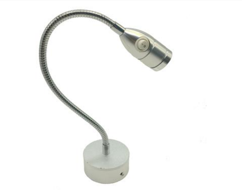 12V 2W LED - Lampe mit Schwanenhals, silber und schwarz