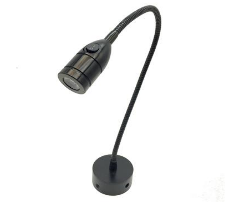 12V 2W LED - Lampe mit Schwanenhals, silber und schwarz