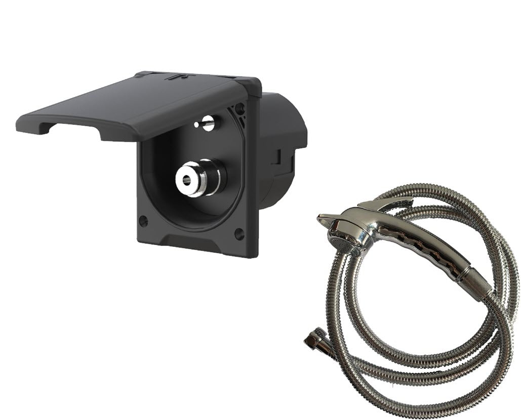 Aussendusche mit 12V Schalter und Schnellverbinder, inkl. Duschbrause