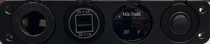 4 in 1 12V-24V Steckdosenpanel USB, Zigarettenanzünder, Voltanzeige und Schalter