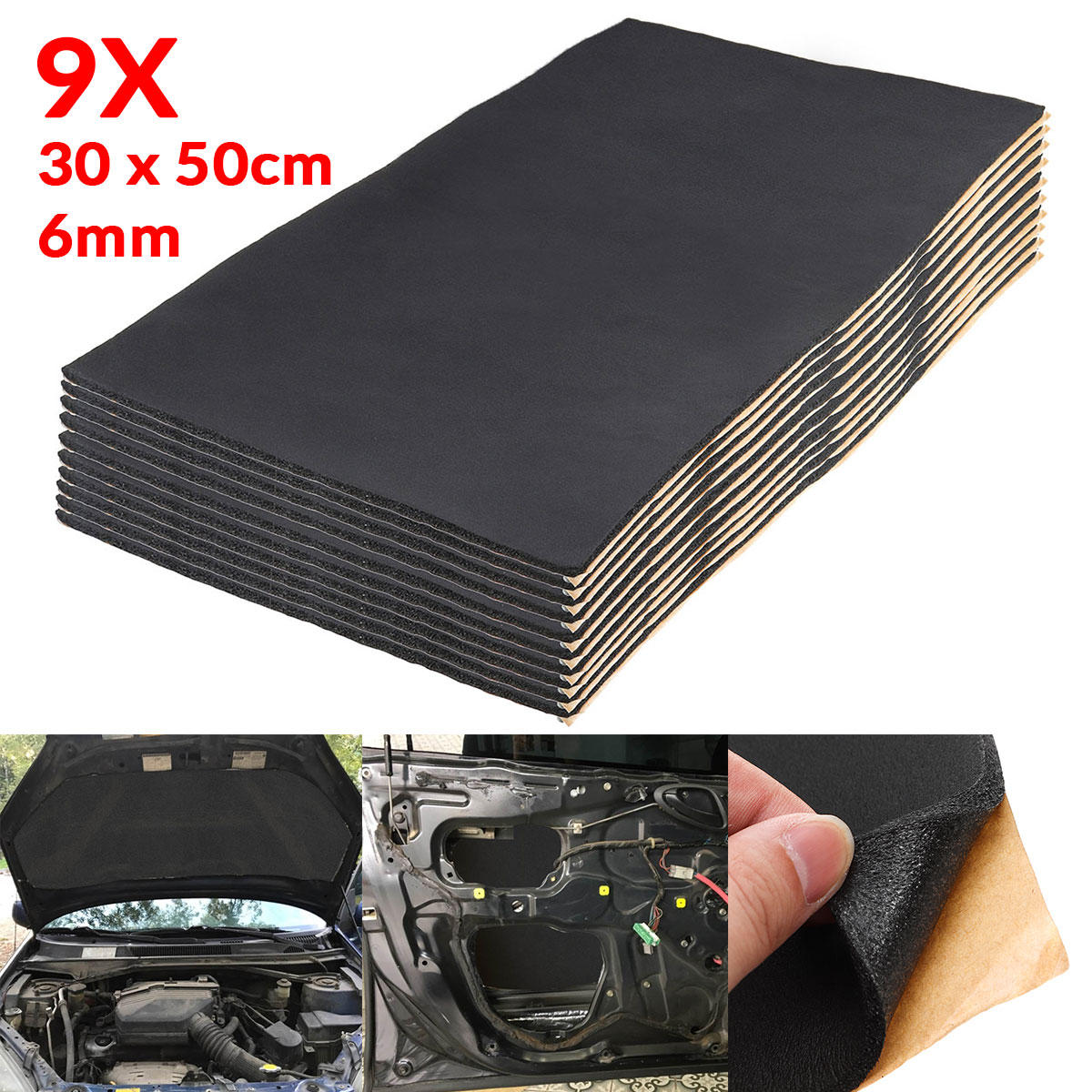 9 Stk. - Schalldämmende Schaumstoffmatte 30cm*50cm*6mm, Wärme und Schall Isolation