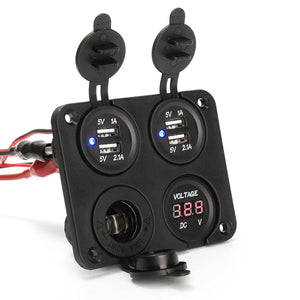 USB Panel 4 In 1, 3.1A , inkl. Zigarettenanzünder und Voltmeter