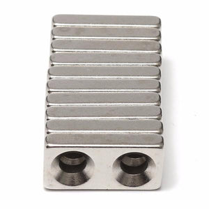 10Stk. Senkkopf Magnete Neodym, mit 2 Löchern, 20x10x4mm