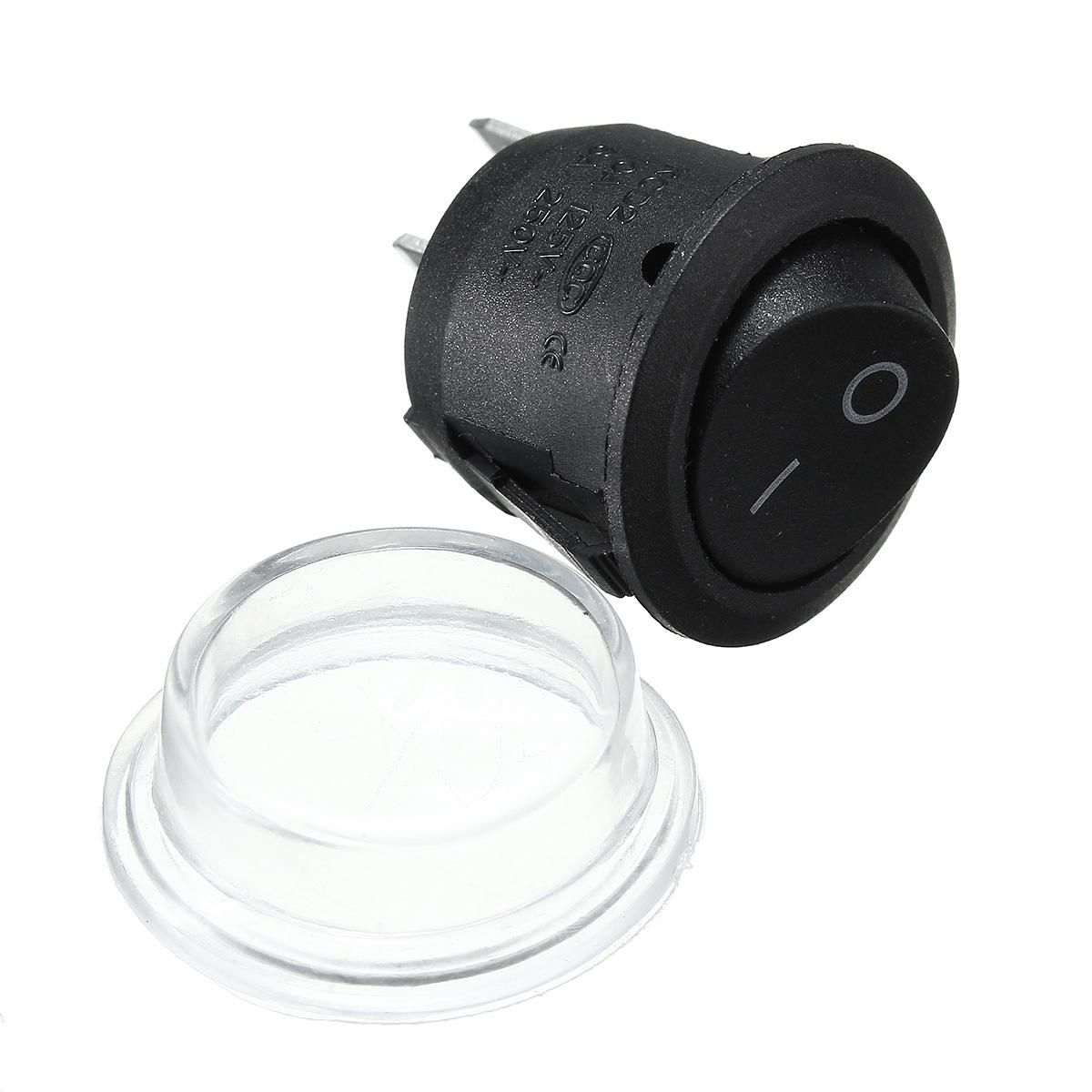 5Stk 6A/250V  ON-OFF Wippschalter mit Spritzwasserfester Kappe, 2-Pol