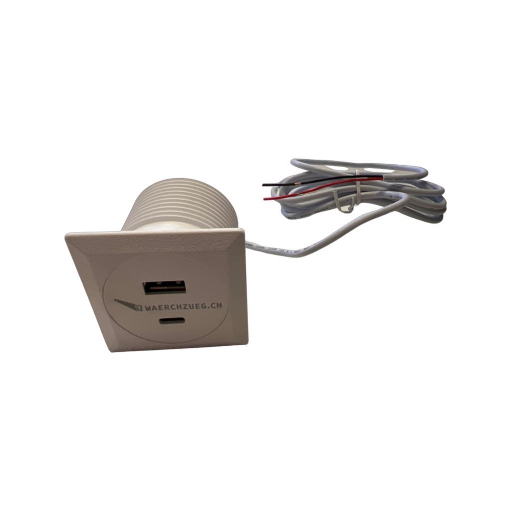 USB-A und USB-C ohne Beleuchtung, 12V, Schwarz oder Weiss