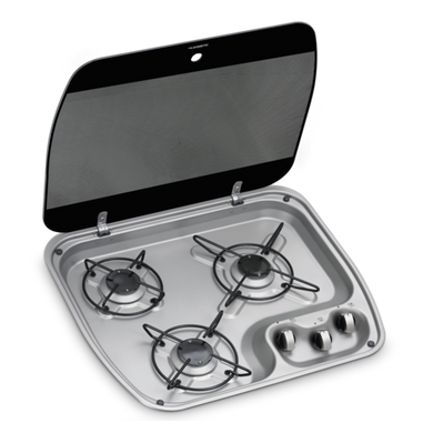 Dometic HBG 3445 3-flammiges Gaskochfeld mit Glasabdeckung, 520 x 445 mm