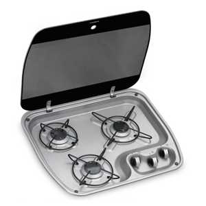 Dometic HBG 3445 3-flammiges Gaskochfeld mit Glasabdeckung, 520 x 445 mm
