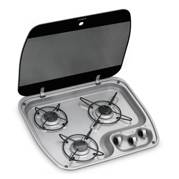 Dometic HBG 3445 3-flammiges Gaskochfeld mit Glasabdeckung, 520 x 445 mm