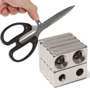 10Stk. Senkkopf Magnete Neodym, mit 2 Löchern, 20x10x4mm