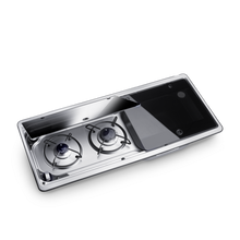 Laden Sie das Bild in den Galerie-Viewer, DOMETIC Kombination aus 2-Flammigem Kochfeld und Spüle mit Glasabdeckung, 760 x 325 mm