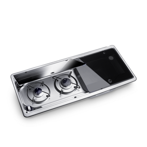 DOMETIC Kombination aus 2-Flammigem Kochfeld und Spüle mit Glasabdeckung, 760 x 325 mm