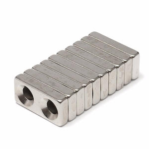 10Stk. Senkkopf Magnete Neodym, mit 2 Löchern, 20x10x4mm