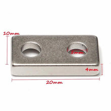 Laden Sie das Bild in den Galerie-Viewer, 10Stk. Senkkopf Magnete Neodym, mit 2 Löchern, 20x10x4mm