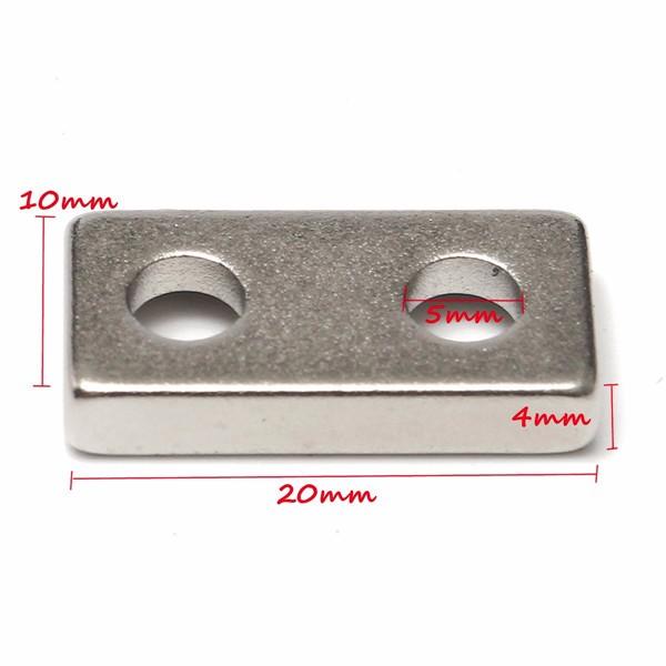 10Stk. Senkkopf Magnete Neodym, mit 2 Löchern, 20x10x4mm