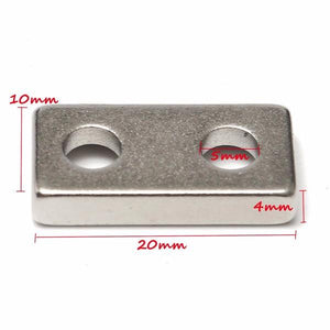 10Stk. Senkkopf Magnete Neodym, mit 2 Löchern, 20x10x4mm