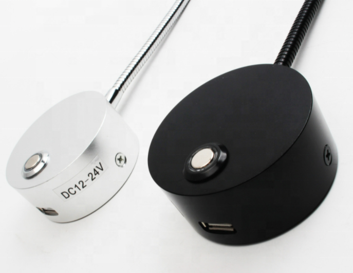 12V Leselampe mit USB und Touch Dimming inkl. flexibler Schwanenhals, Farbtemperatur wählbar