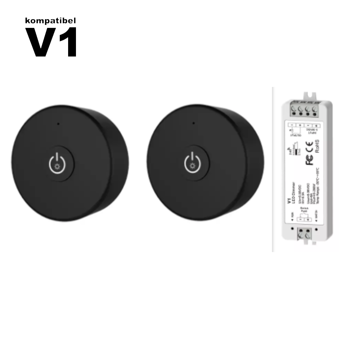 Radio receiver incl. 2x remote control, LED dimmer, up to 96 watts (V1 compatible)