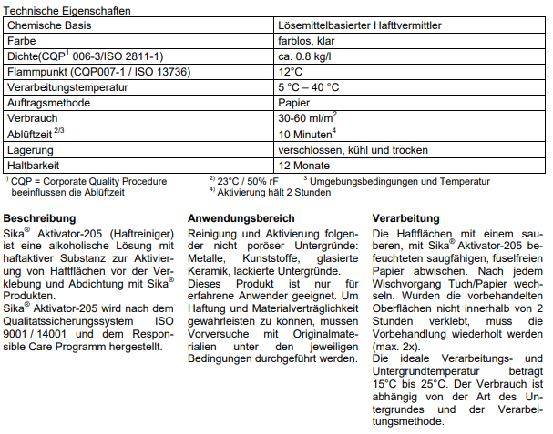 SIKA ACTIVATOR 205 - 250ML