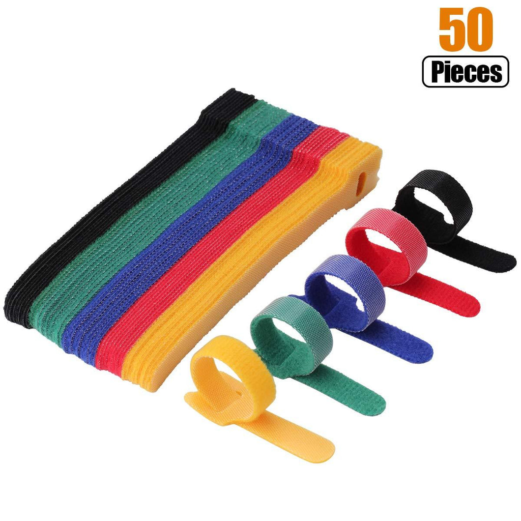 50 Stück wiederverwendbare Kabelbinder, Klettband
