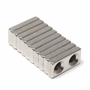 10Stk. Senkkopf Magnete Neodym, mit 2 Löchern, 20x10x4mm