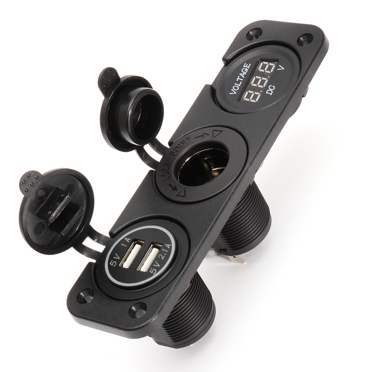 DC 12V Dual-USB Port, mit Zigarettenbuchse und Batterievoltanzeige