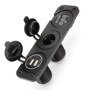 DC 12V Dual-USB Port, mit Zigarettenbuchse und Batterievoltanzeige