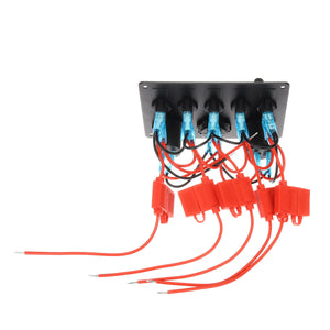 12/24V Panel mit 5 Schalter, USB, Zigarettenanschluss