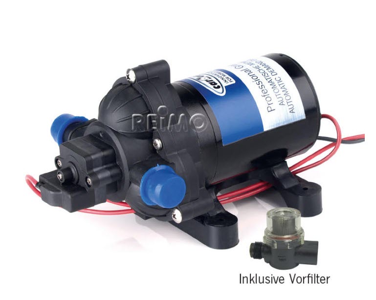 Carbest Automatische Druck- Wasserpumpe 12V 10Liter/min 2,8bar, inkl. Vorfilter (Die Preiswerte)