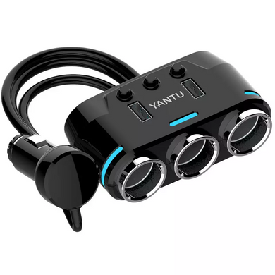 Zigaretten 3-Fach Adapter mit USB und mit Schalter, Max. 100W