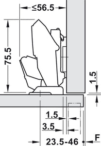 Scharnier 110° ideal für Schranktüren, 8-14mm Wandstärken, mit Dämpfung