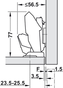 Scharnier 110° ideal für Schranktüren, 8-14mm Wandstärken, mit Dämpfung