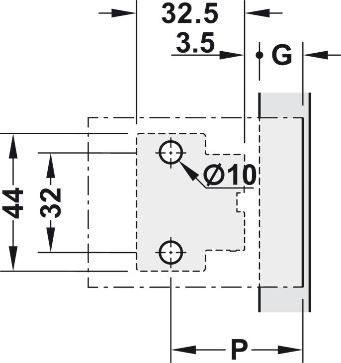 Scharnier 110° ideal für Schranktüren, 8-14mm Wandstärken, mit