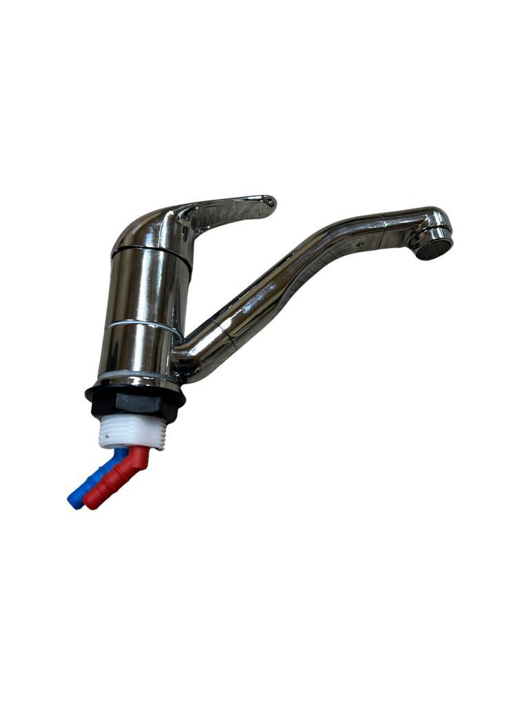 Rubinetto 12V Miscelatore monocomando in ceramica Reich Kama C bocca in plastica cromata 175 mm