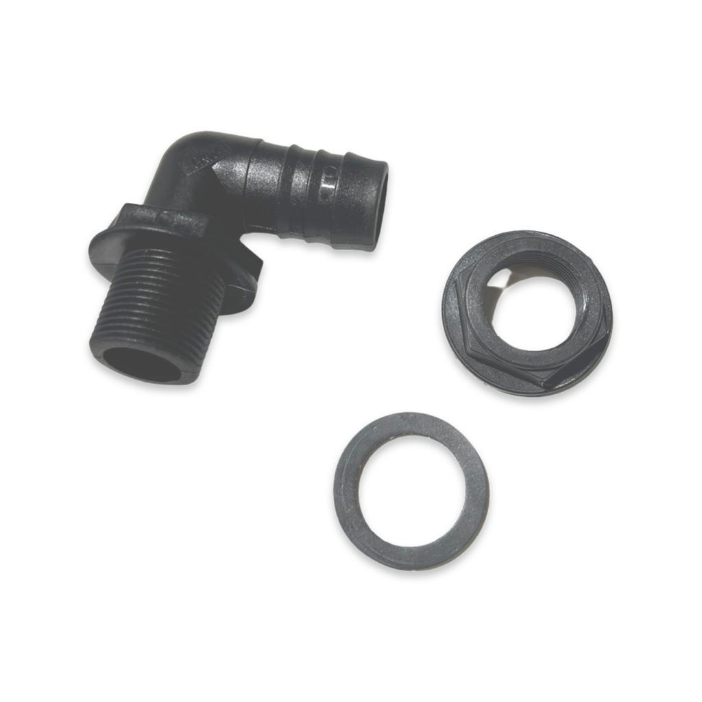 Tankanschlussverschraubung für Abwasserschläuche Gewinkelt 20mm / 25 mm / 40mm