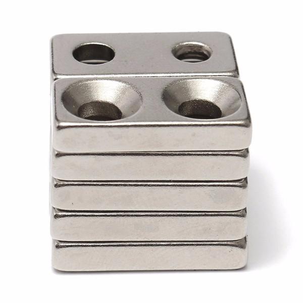 10Stk. Senkkopf Magnete Neodym, mit 2 Löchern, 20x10x4mm