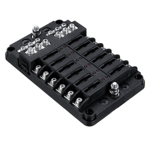 12-poliger Sicherungskastenhalter mit LED-Anzeigelampe, inkl. Minusverteiler, bis 32V
