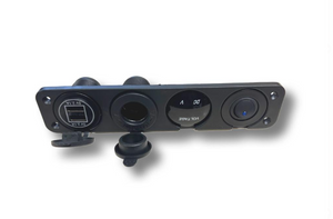 4 in 1 12V-24V Steckdosenpanel USB, Zigarettenanzünder, Voltanzeige und Schalter