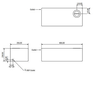 60 Liter Wassertank flach
