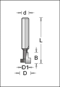 8mm Schaft T-Nutenfräser zur Befestigung von Sechskantschrauben