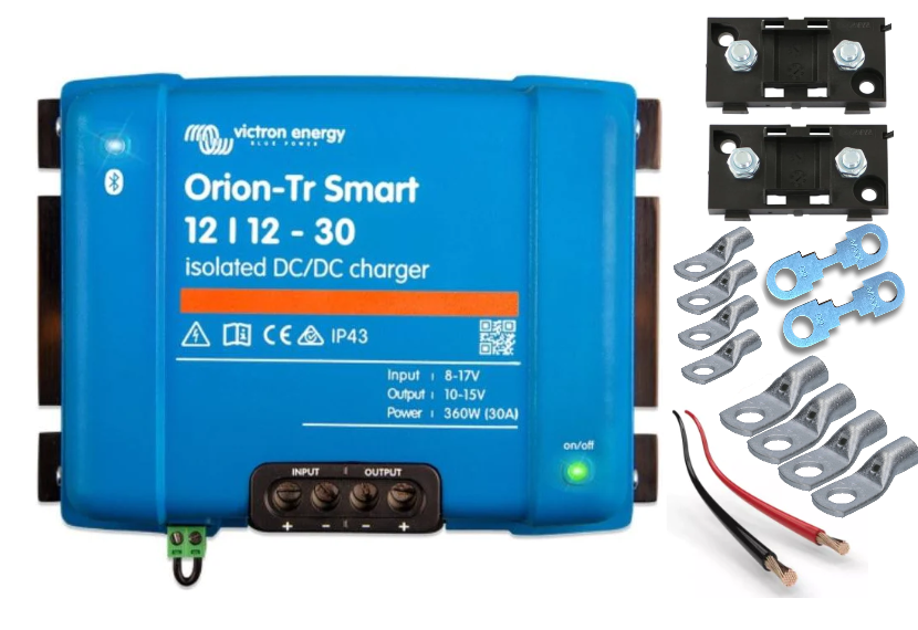 Set Victron Orion-Tr Smart 12/12-30A (360W) DC DC Wandler, Ladebooster inkl. Sicherungen und Kabel