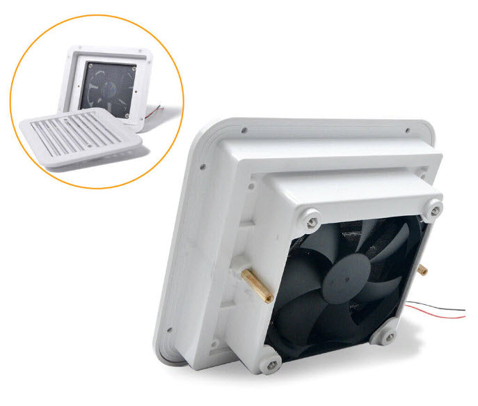 12V-Lüftungsventilator Weiss für Seitenabluft, Staubdicht