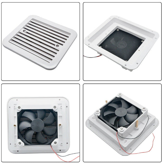 12V-Lüftungsventilator Weiss für Seitenabluft, Staubdicht
