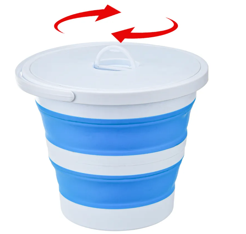 Seau pliable de 15 litres avec poignée et couvercle verrouillable