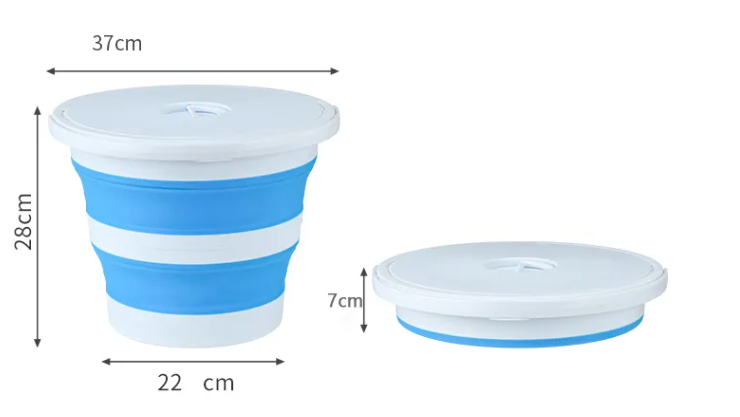 Seau pliable de 15 litres avec poignée et couvercle verrouillable