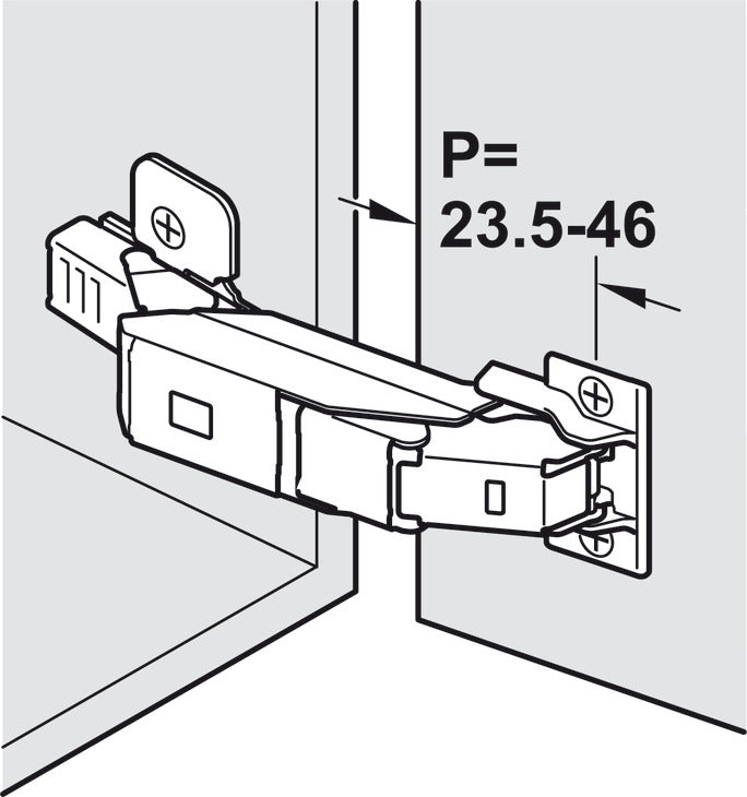 Scharnier 110° ideal für Schranktüren, 8-14mm Wandstärken, mit Dämpfung