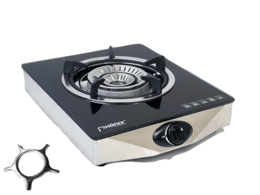 Phönix PS-1 Gaskocher Campingkocher 1 flammig Glas 4,2 KW mit Zündsicherung Propan + Zubehör