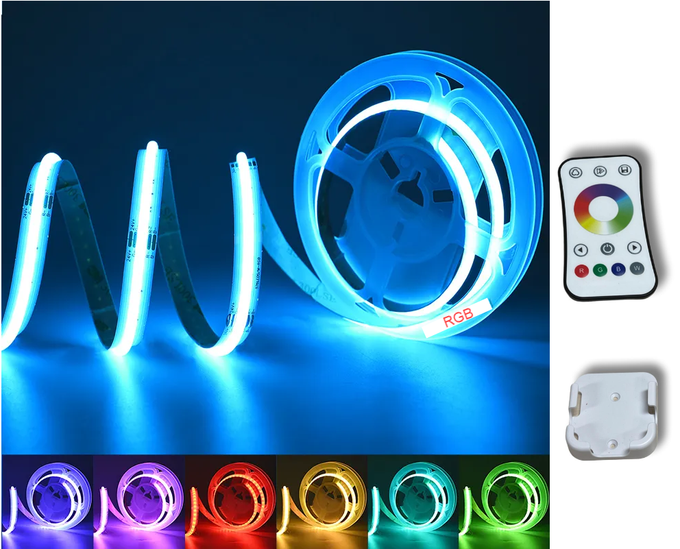 RGB LED Band 5m, extra hell, dimmbar mit Fernbedienung, COB Qualität