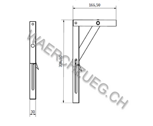 30x16cm Edelstahl Klappregal Tischhalterung Klappenstütze, Traglast 250kg