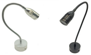 12V 2W LED - Lampe mit Schwanenhals, silber und schwarz